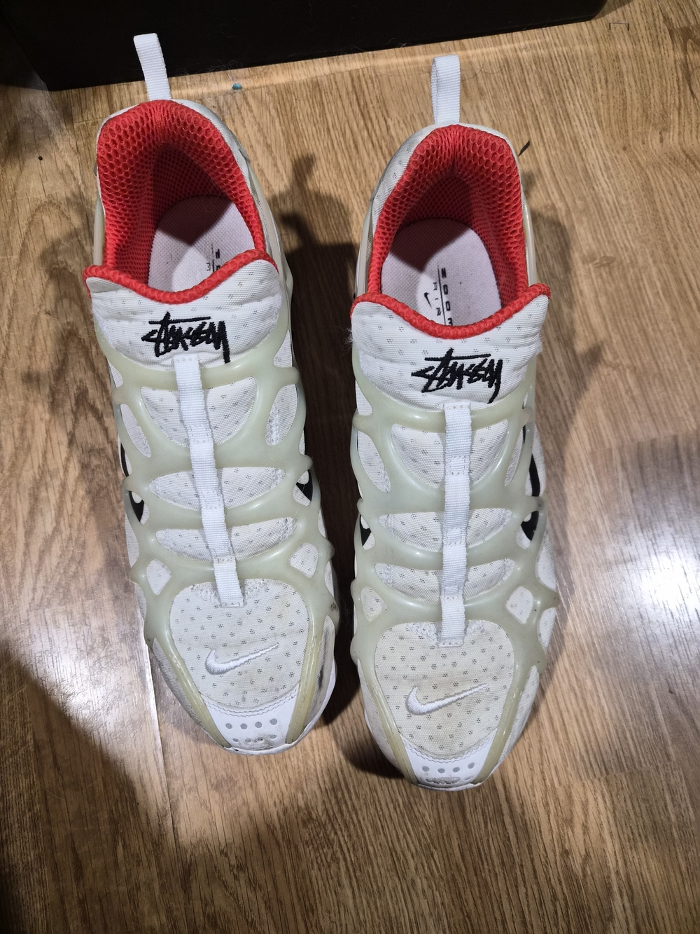 Stussy x Nike White & Red Slip-On Athletic Shoes
